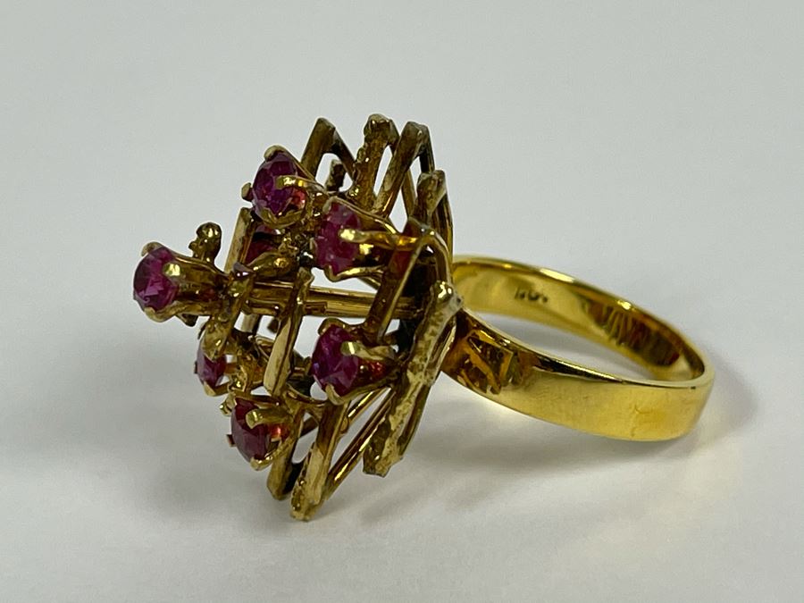 18K Gold Ruby Ring Size 6 6.6g Fair Market Value $500 [Photo 16]