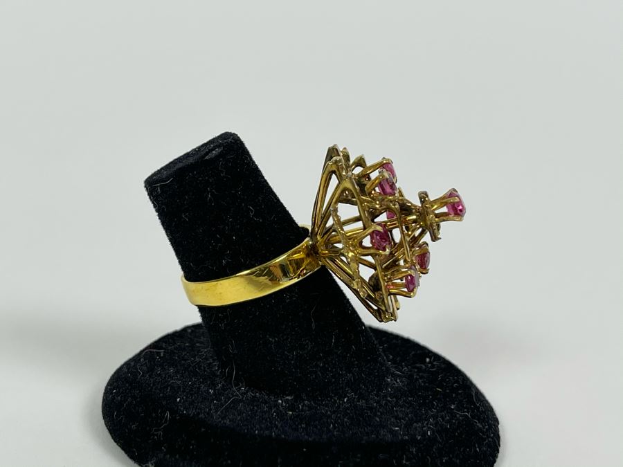 18K Gold Ruby Ring Size 6 6.6g Fair Market Value $500 [Photo 5]