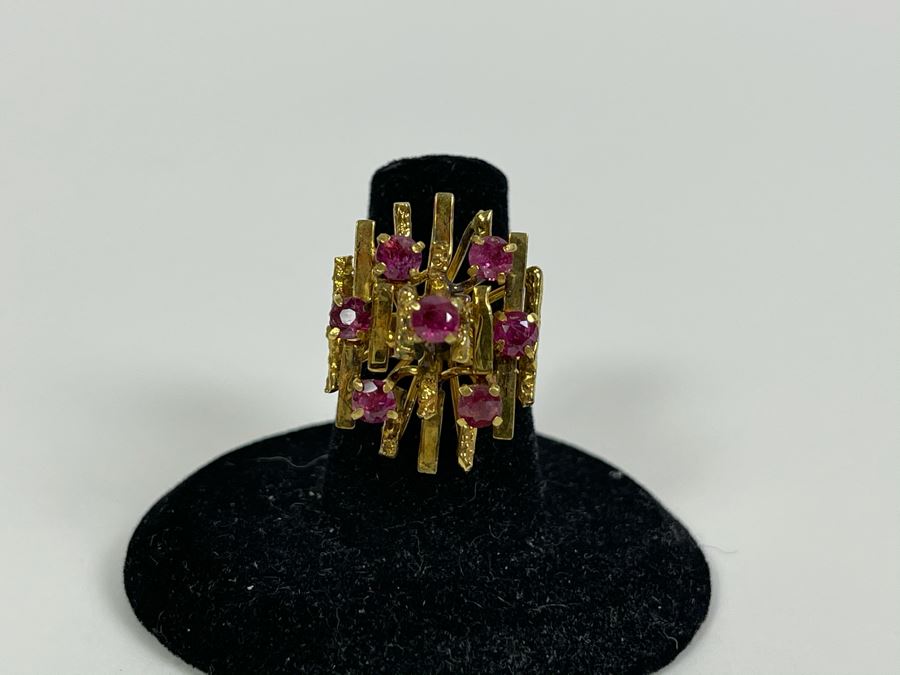 18K Gold Ruby Ring Size 6 6.6g Fair Market Value $500 [Photo 3]
