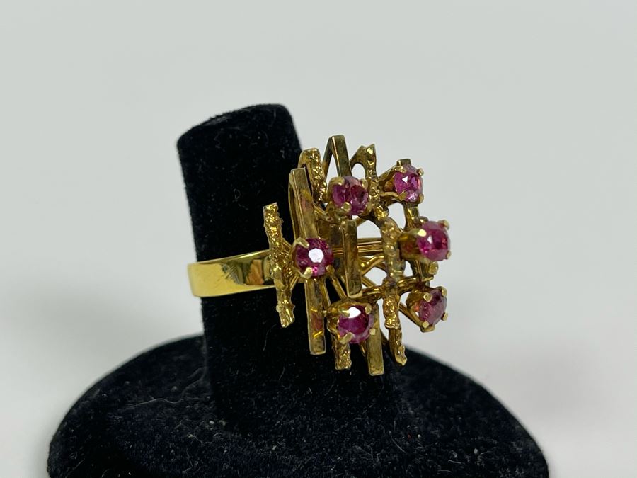 18K Gold Ruby Ring Size 6 6.6g Fair Market Value $500 [Photo 7]