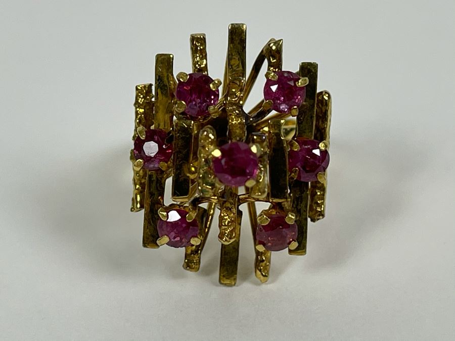 18K Gold Ruby Ring Size 6 6.6g Fair Market Value $500 [Photo 15]
