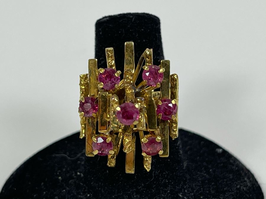 18K Gold Ruby Ring Size 6 6.6g Fair Market Value $500 [Photo 10]