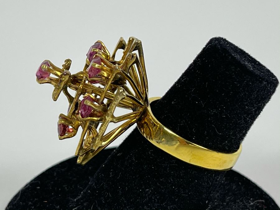 18K Gold Ruby Ring Size 6 6.6g Fair Market Value $500 [Photo 11]
