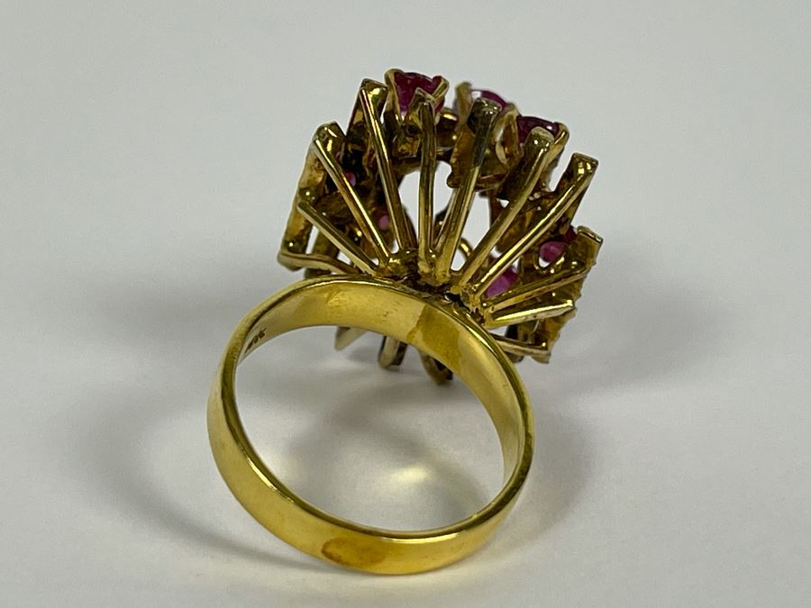 18K Gold Ruby Ring Size 6 6.6g Fair Market Value $500 [Photo 18]