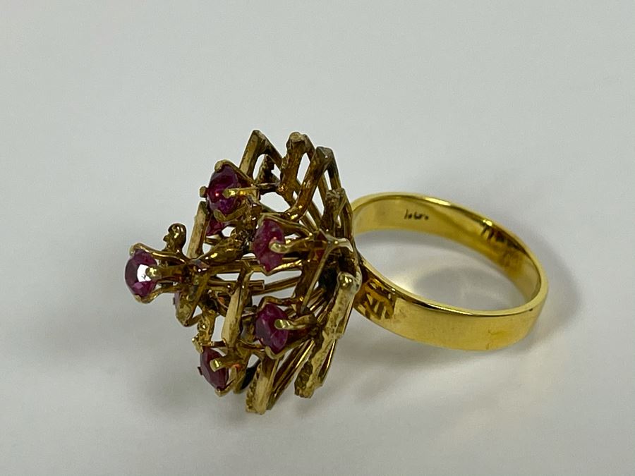 18K Gold Ruby Ring Size 6 6.6g Fair Market Value $500 [Photo 17]