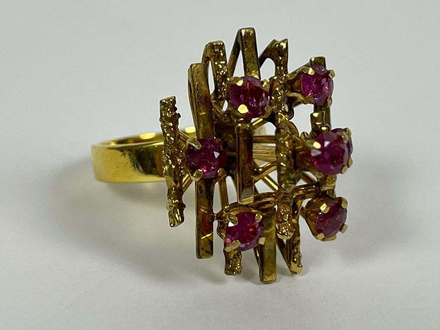 18K Gold Ruby Ring Size 6 6.6g Fair Market Value $500 [Photo 13]