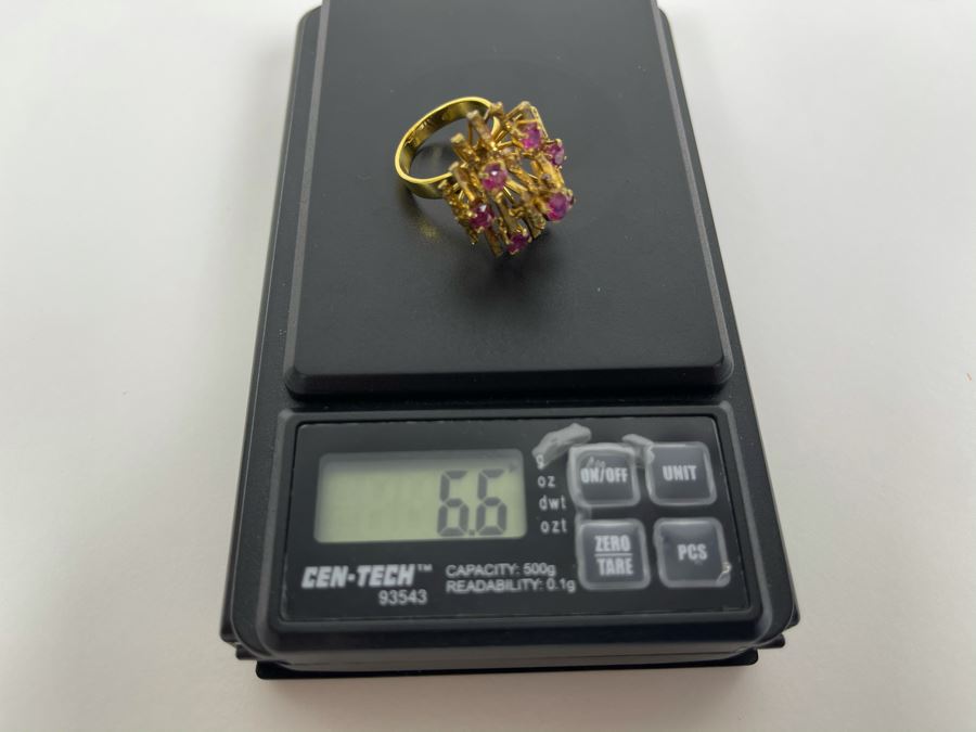 18K Gold Ruby Ring Size 6 6.6g Fair Market Value $500 [Photo 20]