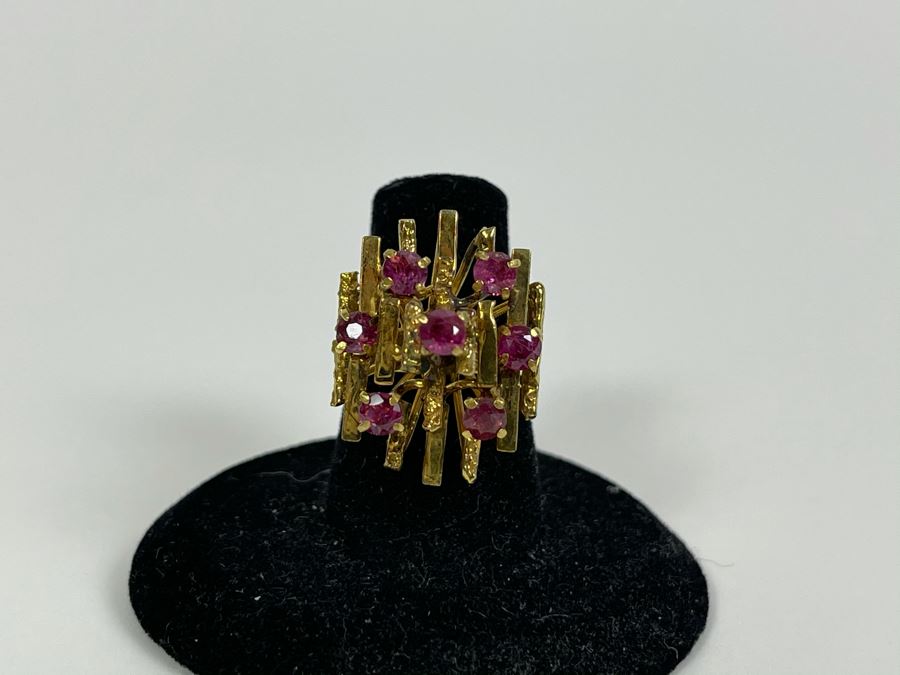 18K Gold Ruby Ring Size 6 6.6g Fair Market Value $500 [Photo 4]