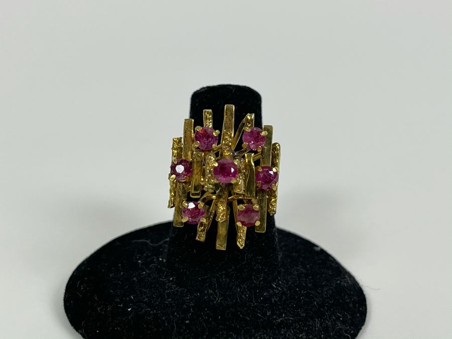 18K Gold Ruby Ring Size 6 6.6g Fair Market Value $500 [Photo 2]