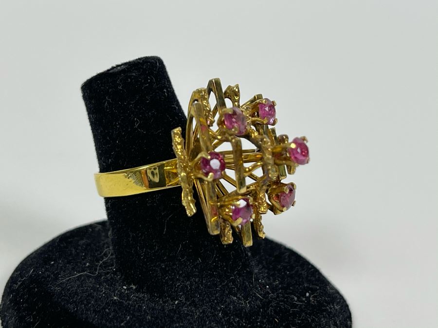 18K Gold Ruby Ring Size 6 6.6g Fair Market Value $500 [Photo 8]