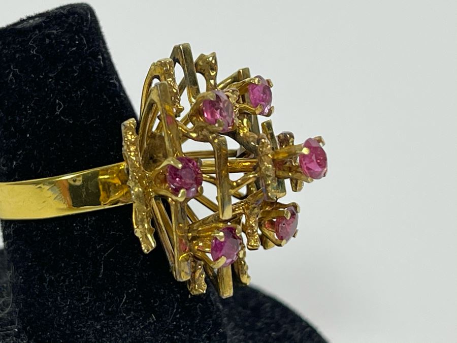 18K Gold Ruby Ring Size 6 6.6g Fair Market Value $500 [Photo 9]