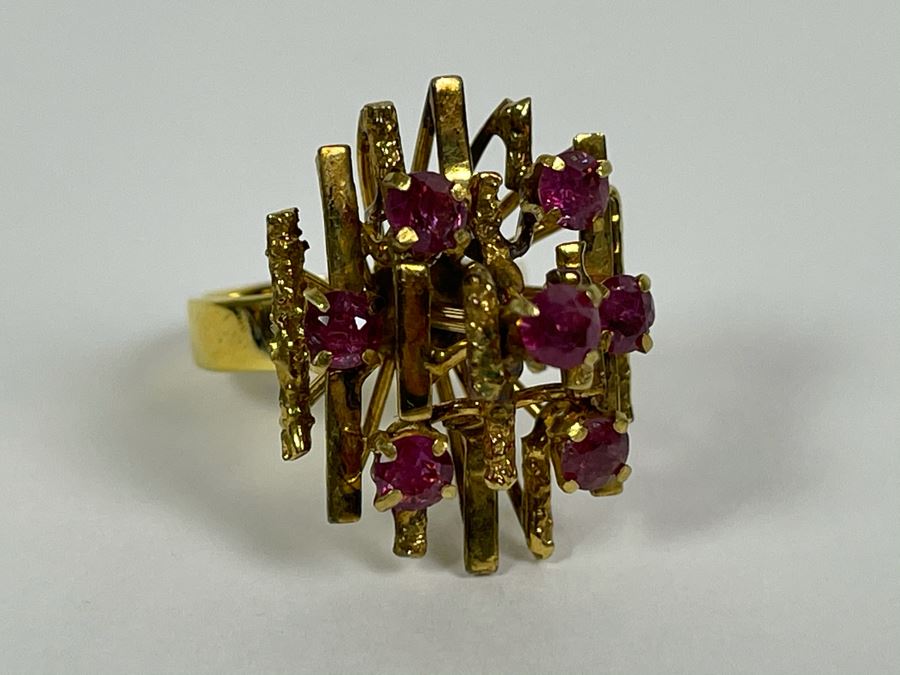 18K Gold Ruby Ring Size 6 6.6g Fair Market Value $500 [Photo 14]