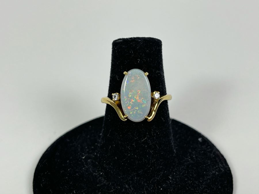 18K Gold Opal Ring Size 5.75 3.1g Fair Market Value $200 [Photo 2]