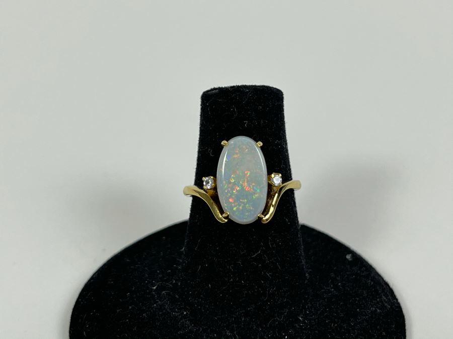 18K Gold Opal Ring Size 5.75 3.1g Fair Market Value $200 [Photo 5]