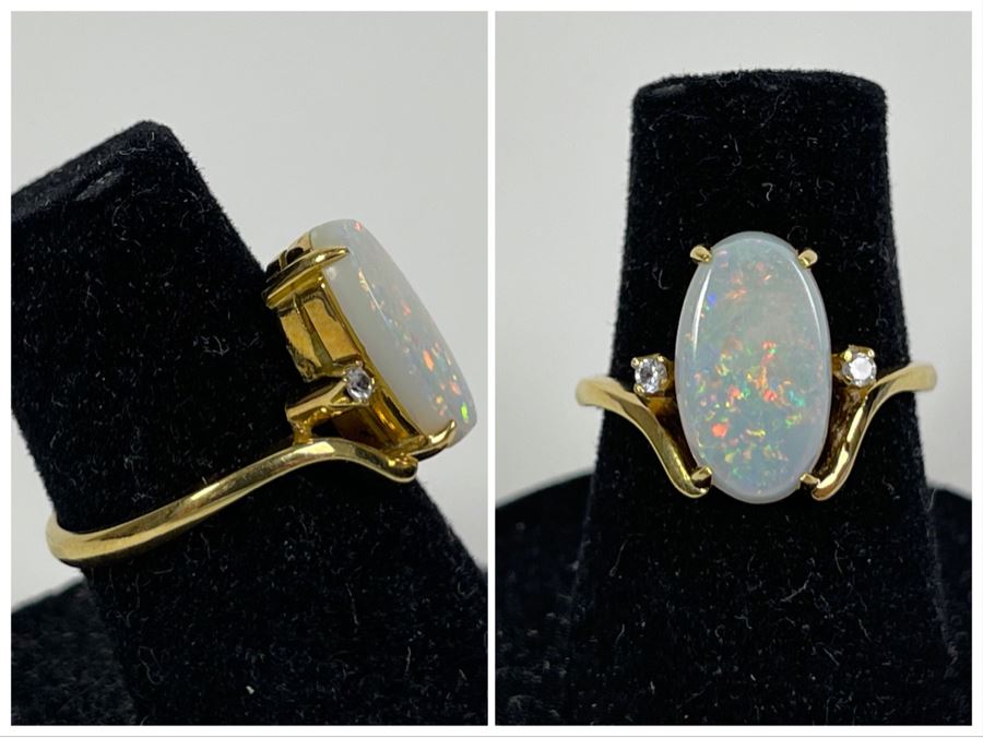 18K Gold Opal Ring Size 5.75 3.1g Fair Market Value $200 [Photo 1]