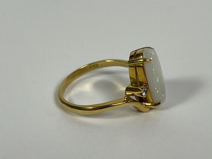 18K Gold Opal Ring Size 5.75 3.1g Fair Market Value $200 [Photo 11]