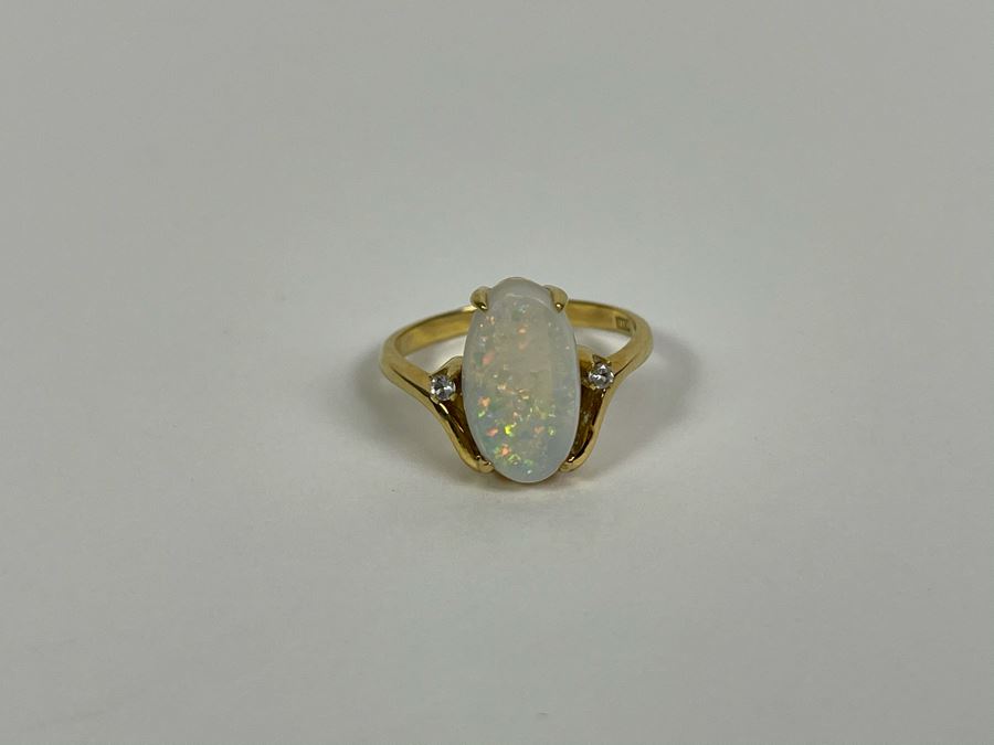 18K Gold Opal Ring Size 5.75 3.1g Fair Market Value $200 [Photo 9]
