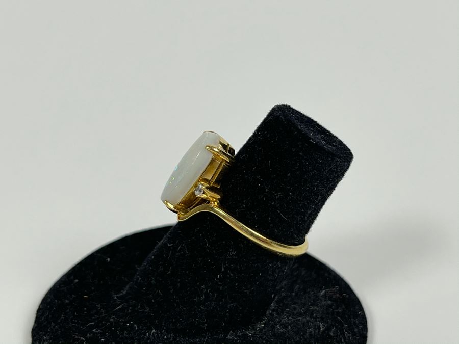 18K Gold Opal Ring Size 5.75 3.1g Fair Market Value $200 [Photo 8]