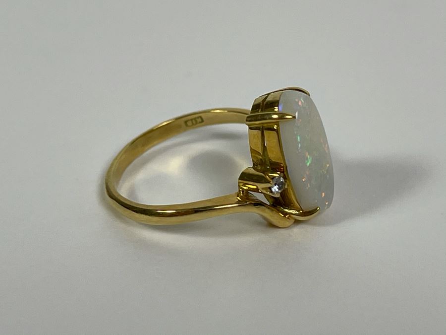 18K Gold Opal Ring Size 5.75 3.1g Fair Market Value $200 [Photo 12]