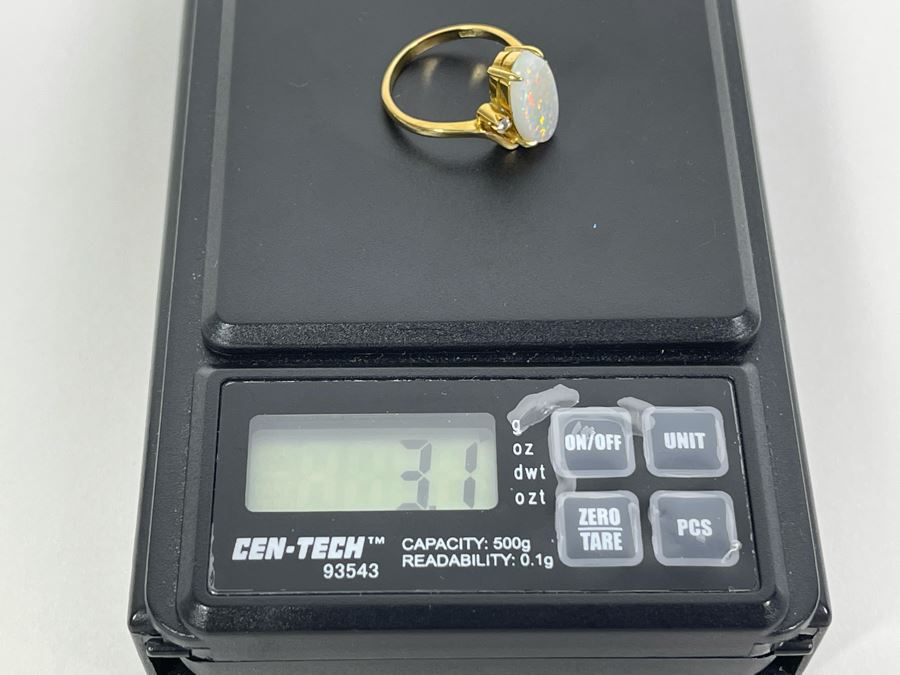 18K Gold Opal Ring Size 5.75 3.1g Fair Market Value $200 [Photo 15]