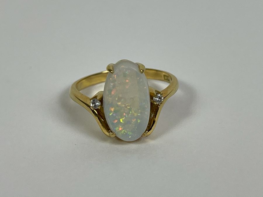 18K Gold Opal Ring Size 5.75 3.1g Fair Market Value $200 [Photo 10]