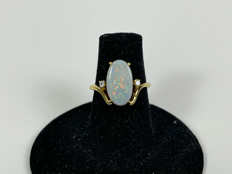 18K Gold Opal Ring Size 5.75 3.1g Fair Market Value $200 [Photo 3]