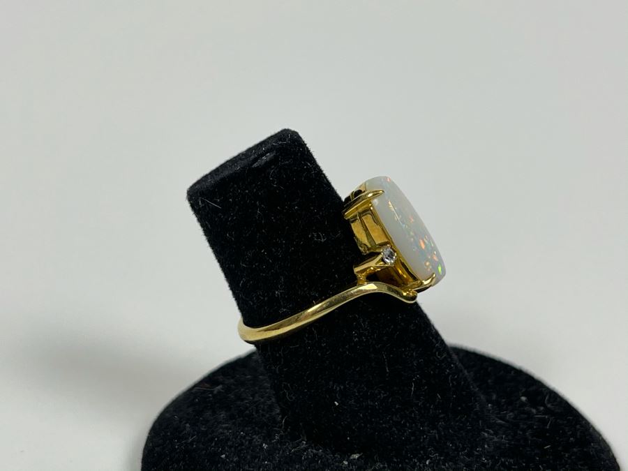 18K Gold Opal Ring Size 5.75 3.1g Fair Market Value $200 [Photo 6]