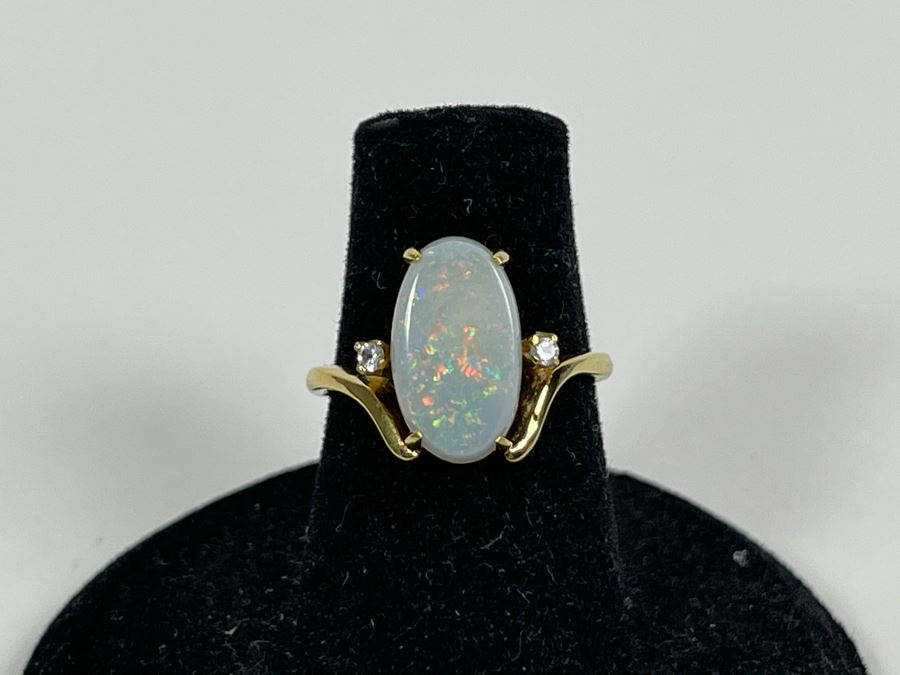 18K Gold Opal Ring Size 5.75 3.1g Fair Market Value $200 [Photo 4]