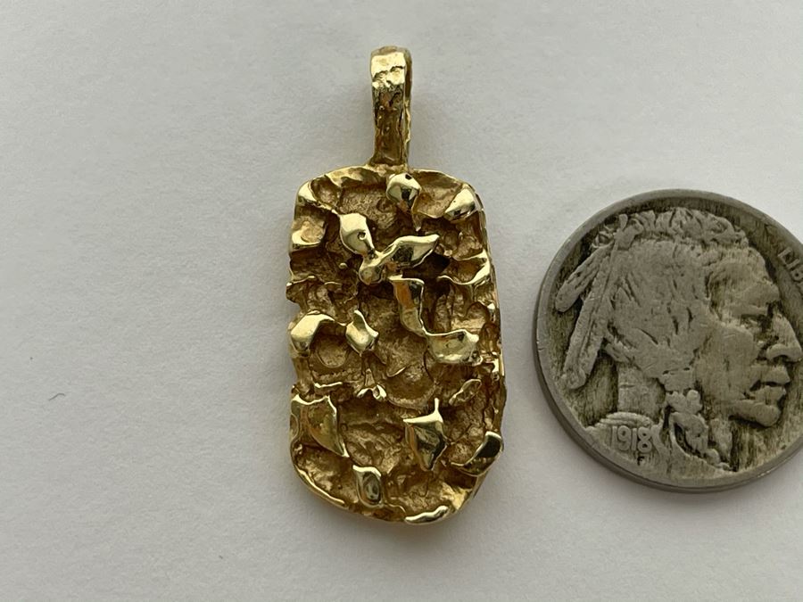 14K Gold Nugget Pendant 6.6g