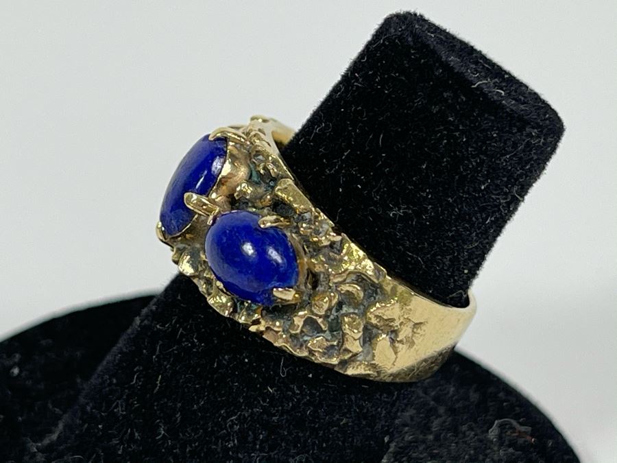 14K Gold Lapis Lazuli Ring Size 6 7.3g Fair Market Value $350 [Photo 6]
