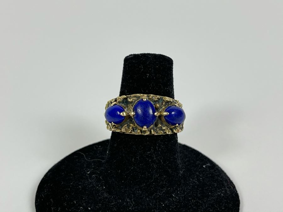 14K Gold Lapis Lazuli Ring Size 6 7.3g Fair Market Value $350 [Photo 2]