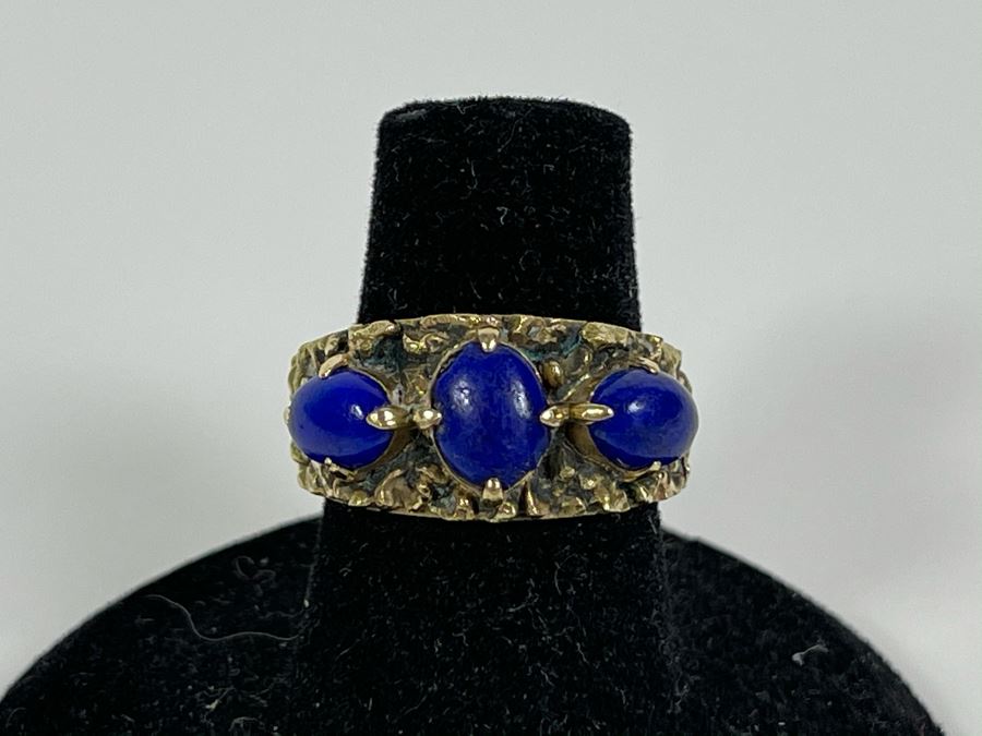 14K Gold Lapis Lazuli Ring Size 6 7.3g Fair Market Value $350 [Photo 4]