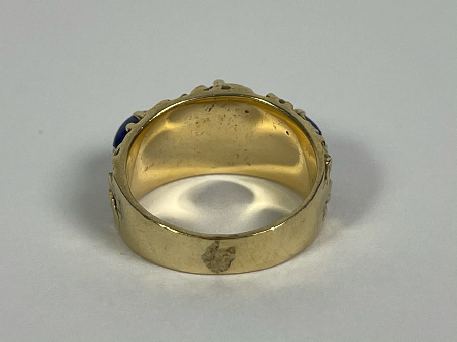 14K Gold Lapis Lazuli Ring Size 6 7.3g Fair Market Value $350 [Photo 12]