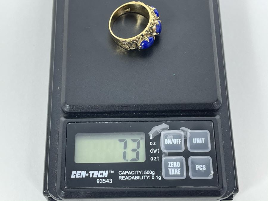 14K Gold Lapis Lazuli Ring Size 6 7.3g Fair Market Value $350 [Photo 14]