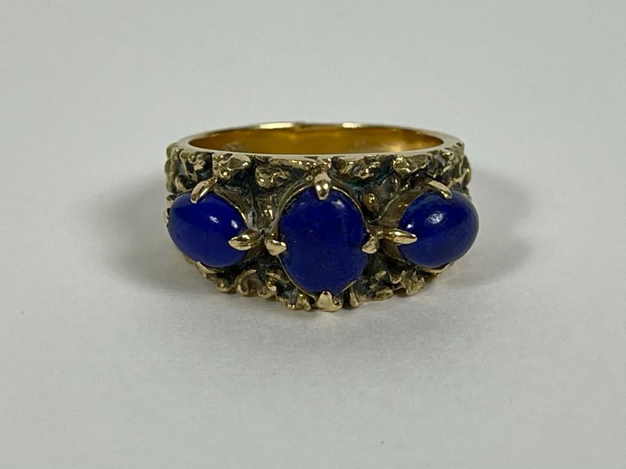 14K Gold Lapis Lazuli Ring Size 6 7.3g Fair Market Value $350 [Photo 10]