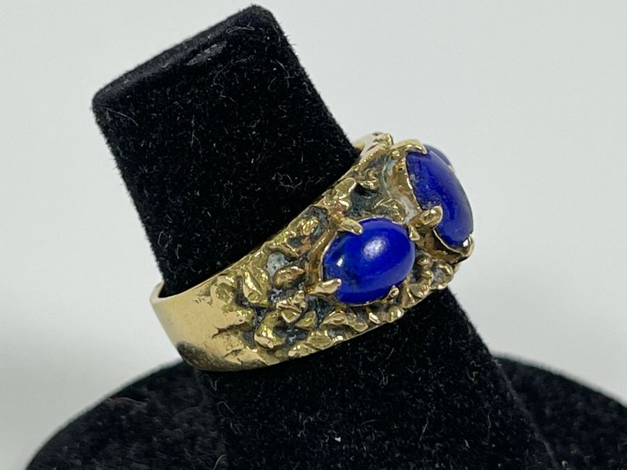 14K Gold Lapis Lazuli Ring Size 6 7.3g Fair Market Value $350 [Photo 5]