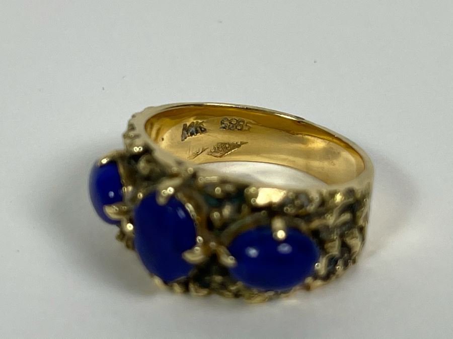 14K Gold Lapis Lazuli Ring Size 6 7.3g Fair Market Value $350 [Photo 8]