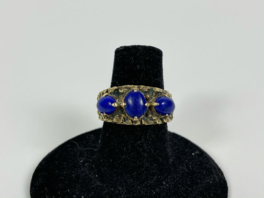 14K Gold Lapis Lazuli Ring Size 6 7.3g Fair Market Value $350 [Photo 3]