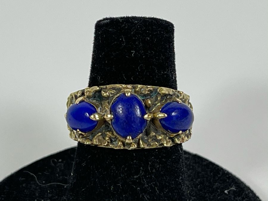 14K Gold Lapis Lazuli Ring Size 6 7.3g Fair Market Value $350 [Photo 1]