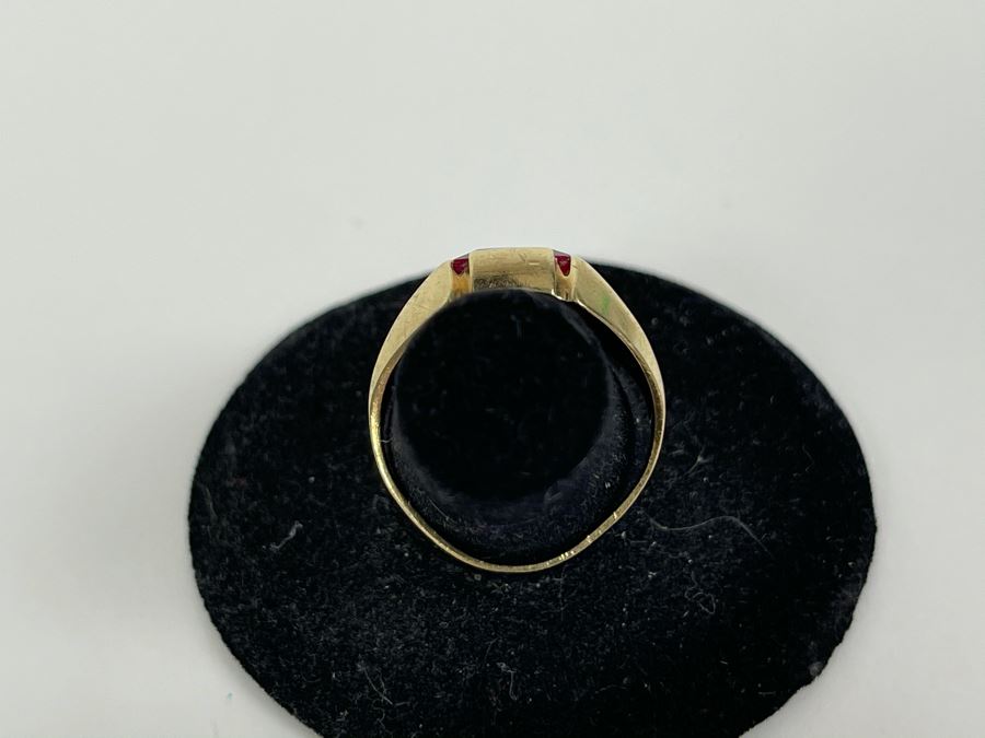 10K Synthetic Ruby Ring Size 6.5 3.7g [Photo 6]
