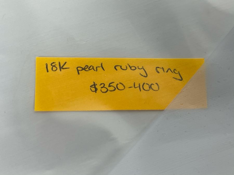 18K Gold Pearl Ruby Ring Size 6 4.9g Fair Market Value $400 [Photo 17]