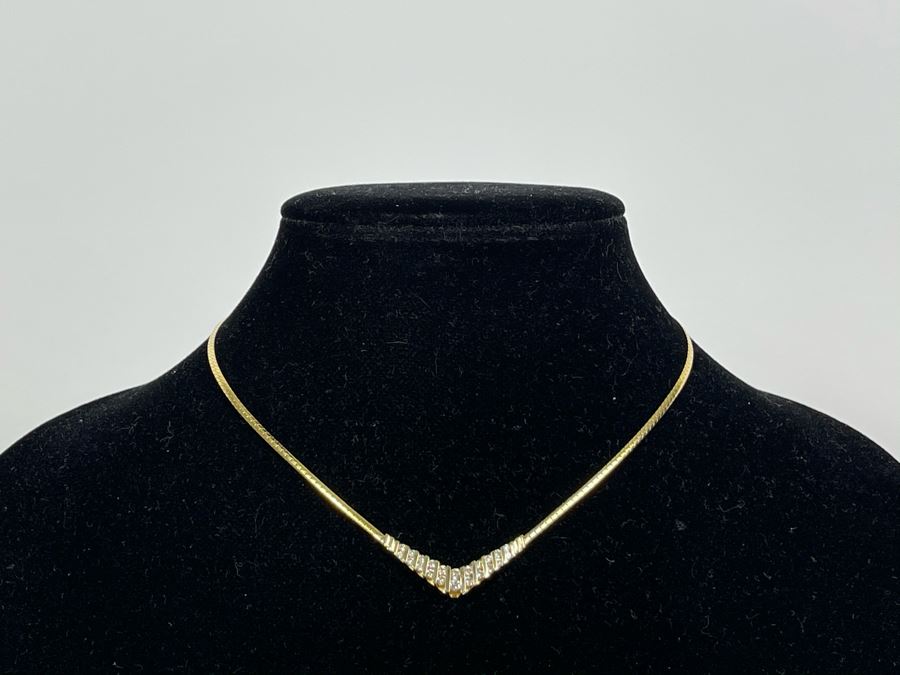 14K Gold Diamond 16' Necklace 8.4g Fair Market Value $550 [Photo 2]