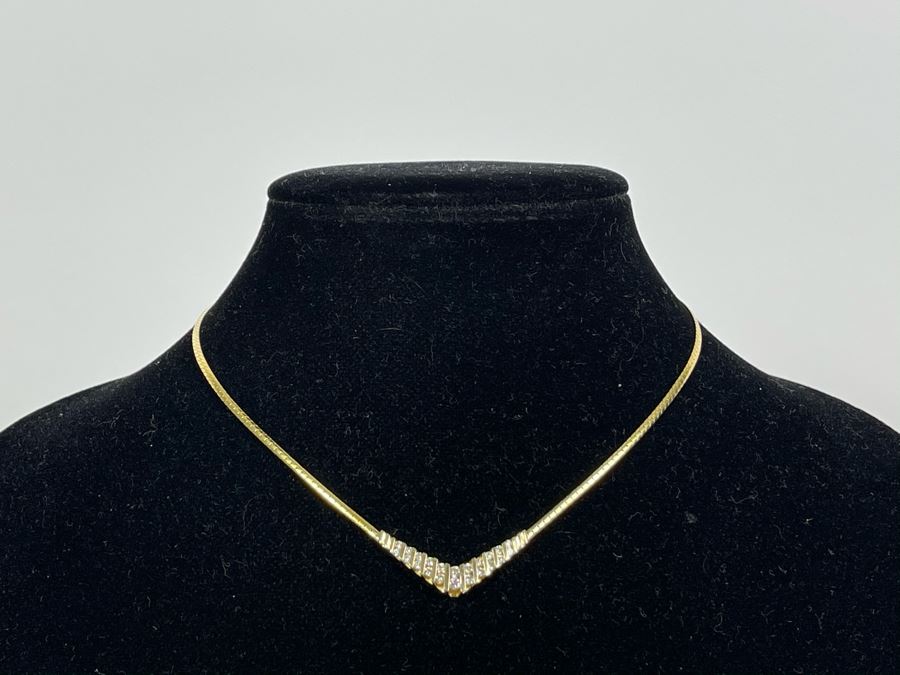14K Gold Diamond 16' Necklace 8.4g Fair Market Value $550 [Photo 3]