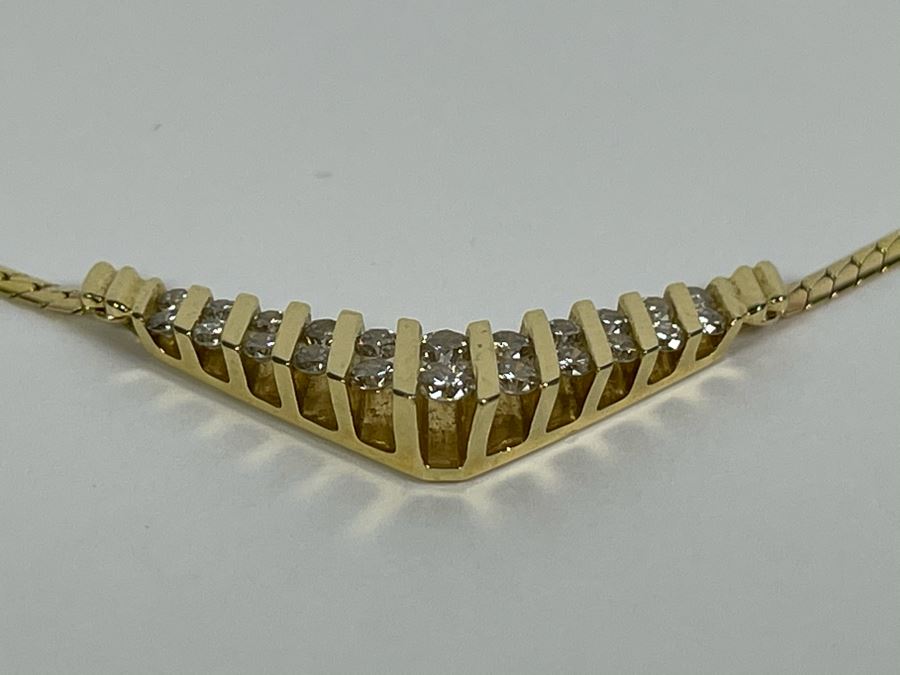 14K Gold Diamond 16' Necklace 8.4g Fair Market Value $550 [Photo 10]