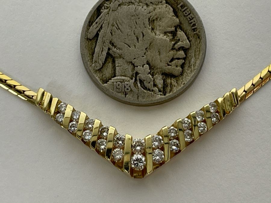 14K Gold Diamond 16' Necklace 8.4g Fair Market Value $550 [Photo 12]