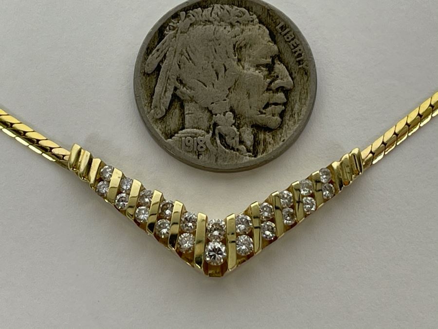 14K Gold Diamond 16' Necklace 8.4g Fair Market Value $550 [Photo 13]