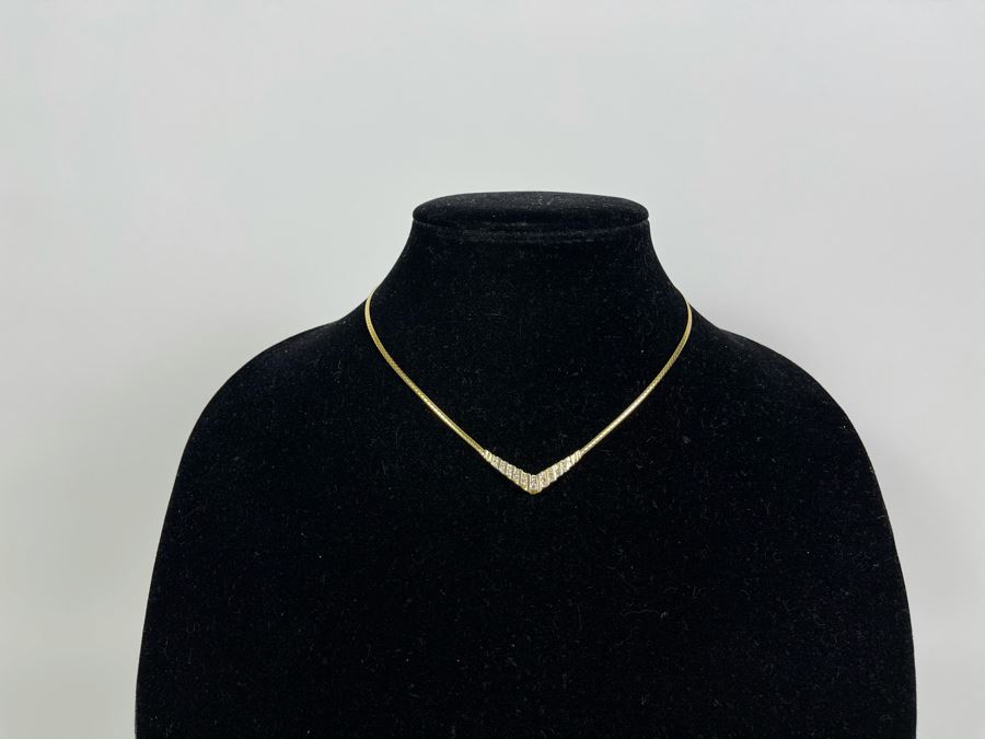 14K Gold Diamond 16' Necklace 8.4g Fair Market Value $550 [Photo 5]