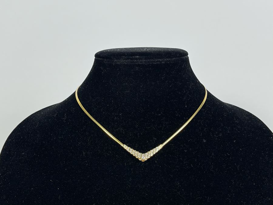 14K Gold Diamond 16' Necklace 8.4g Fair Market Value $550 [Photo 4]