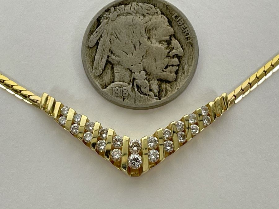 14K Gold Diamond 16' Necklace 8.4g Fair Market Value $550 [Photo 14]