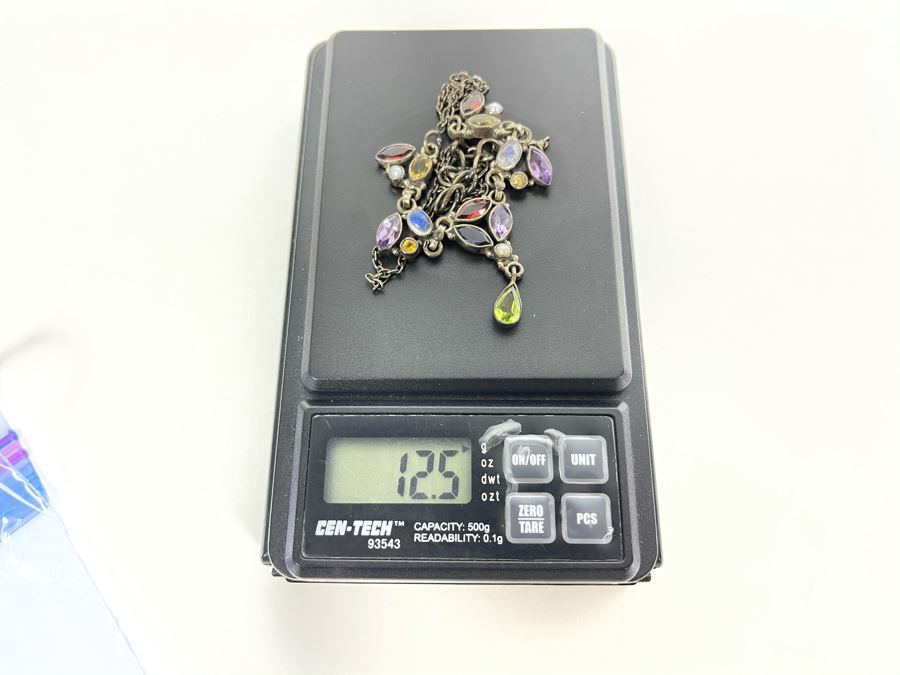 Sterling Silver Multi-Stone Necklace 12.5g Fair Market Value $100 [Photo 8]